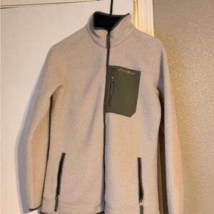 Eddie Bauer Cream Fleece with Olive Pocket